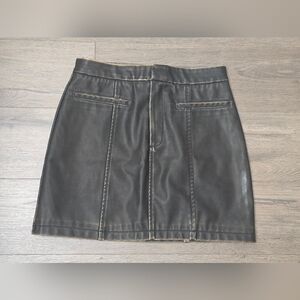 NWT Faux Leather Worn Brown Mini Skirt Womens Size Small